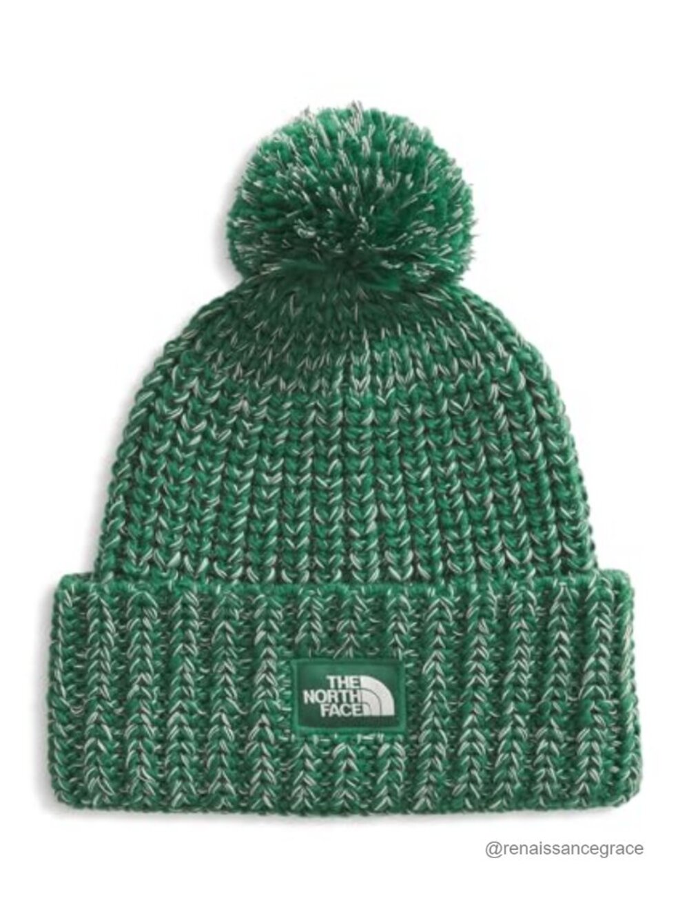 North Face Cozy Chunky Cabin Beanie Cuffed Winter Hat Removable Pom Recycled